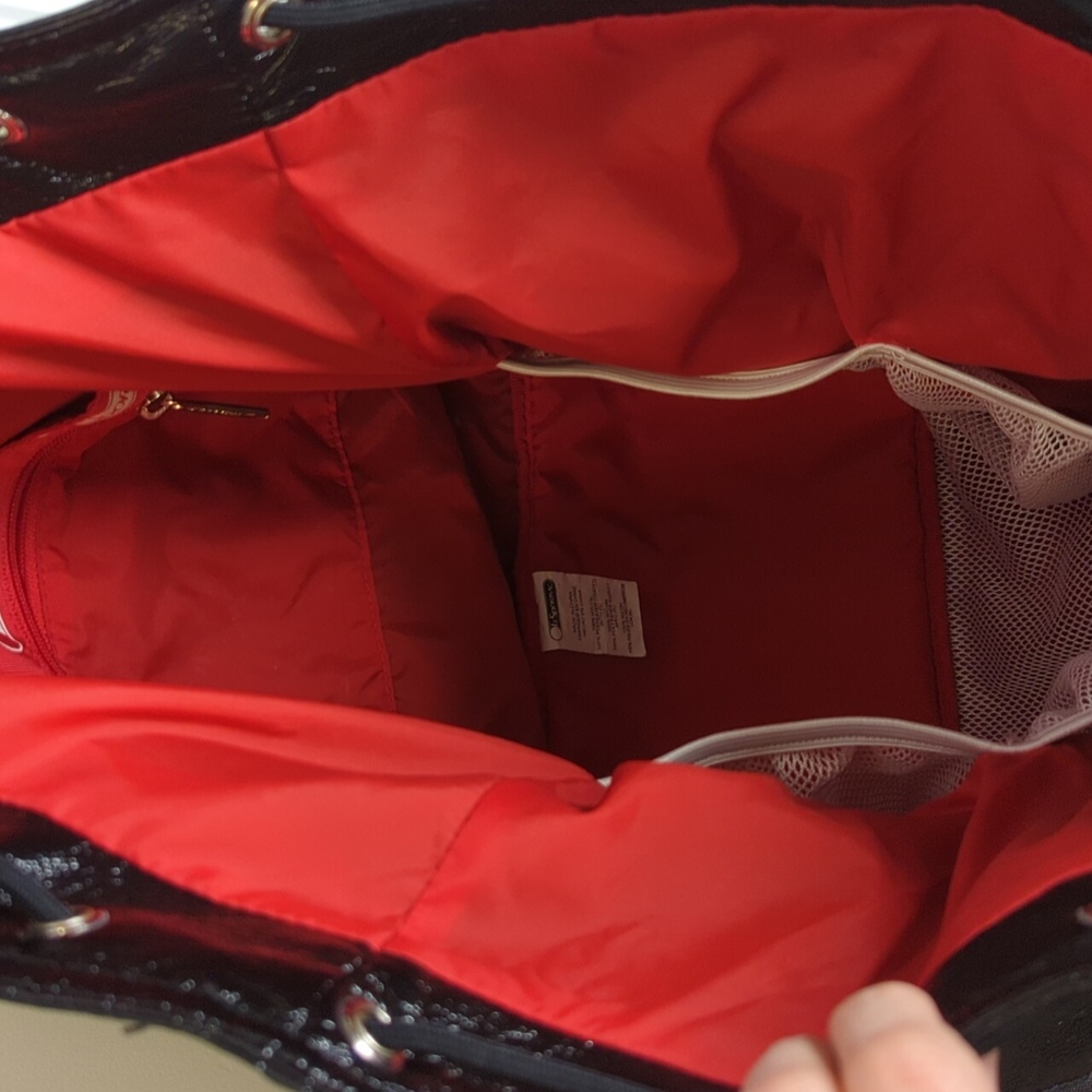 LeSportsac Black Backpack with Red, Pink, White Hearts - Picture 7 of 9